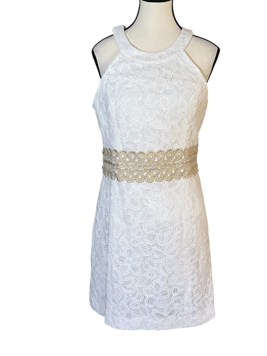 Lilly Pulitzer Dresses & Skirts - Lilly Pulitzer Ashlyn Shift Floral Lace Dress White Gold Women’s Size 10 Resort